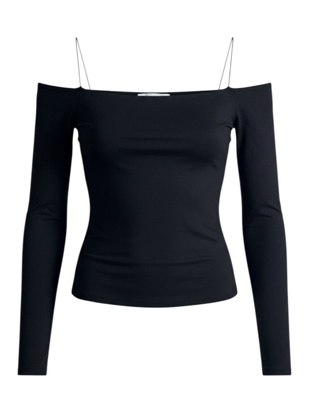 Joah Brown Black Off-Shoulder Long Sleeve Tee